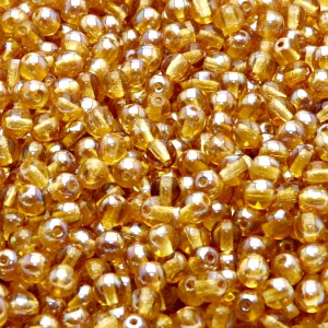 100ks České skleněné mačkané korálky kulička 4mm topas/ celsian polopokov