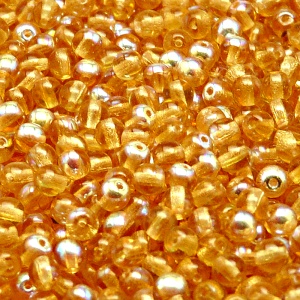 100ks České skleněné mačkané korálky kulička 4mm topas/ AB polopokov