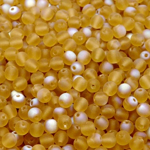 100ks České skleněné mačkané korálky kulička 4mm topas/ AB polopokov mat