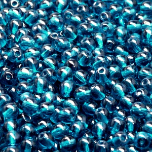 100ks České skleněné mačkané korálky kulička 4mm tmavá akva