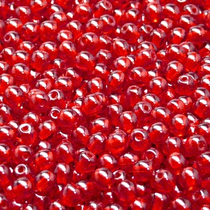 100ks České skleněné mačkané korálky kulička 4mm rubín