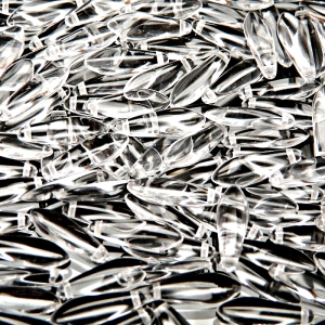 30ks České skleněné mačkané korálky jazýčky 5x16mm čirá