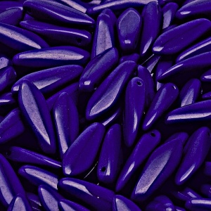 30ks České skleněné mačkané korálky jazýčky 5x16mm sytá královská modrá