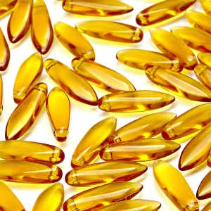 30ks České skleněné mačkané korálky jazýčky 5x16mm topas