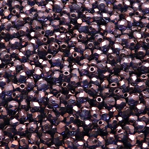 100ks České skleněné broušené ohňovky kulička 3mm čirá/ fialový vega listr