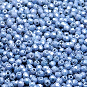 100ks České skleněné broušené ohňovky kulička 3mm bílá/ modrý listr