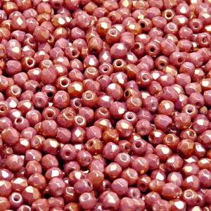 100ks České skleněné broušené ohňovky kulička 3mm bílá/ rubínový listr