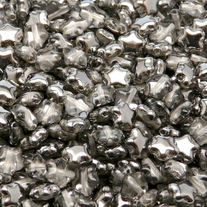40ks České skleněné mačkané korálky hvězdička 6mm čirá/ chrom polopokov