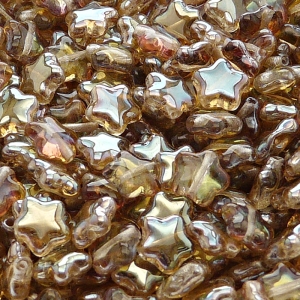 40ks České skleněné mačkané korálky hvězdička 8mm čirá/ celsian polopokov