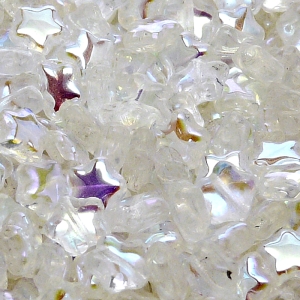 40ks České skleněné mačkané korálky hvězdička 8mm čirá/ AB polopokov