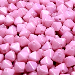 50ks České skleněné mačkané tvarové korálky lucerna 6mm bílá/ růžový lila listr