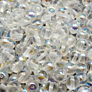 50ks České skleněné mačkané korálky kulička 6mm čirá/ AB polopokov