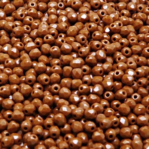 100ks České skleněné broušené ohňovky kulička 3mm sytá hnědá