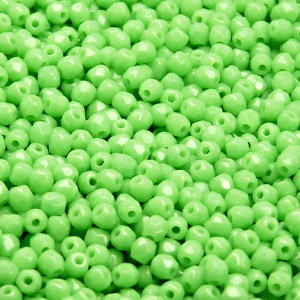 100ks České skleněné broušené ohňovky kulička 3mm sytá světle zelená