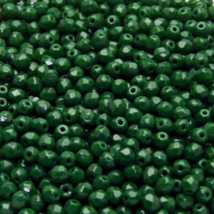 100ks České skleněné broušené ohňovky kulička 3mm sytá tmavě zelená