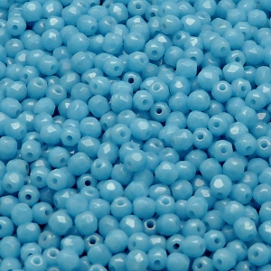 100ks České skleněné broušené ohňovky kulička 3mm modrý tyrkys