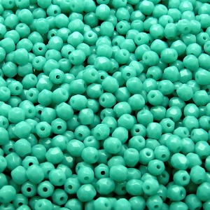 100ks České skleněné broušené ohňovky kulička 3mm zelený tyrkys