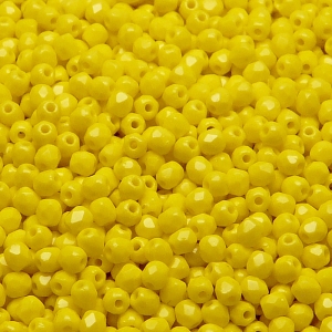 100ks České skleněné broušené ohňovky kulička 3mm sytá žlutá