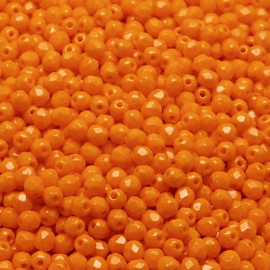 100ks České skleněné broušené ohňovky kulička 3mm sytá oranžová