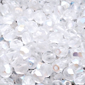 50ks České skleněné broušené ohňovky kulička 6mm čirá/ AB polopokov mat