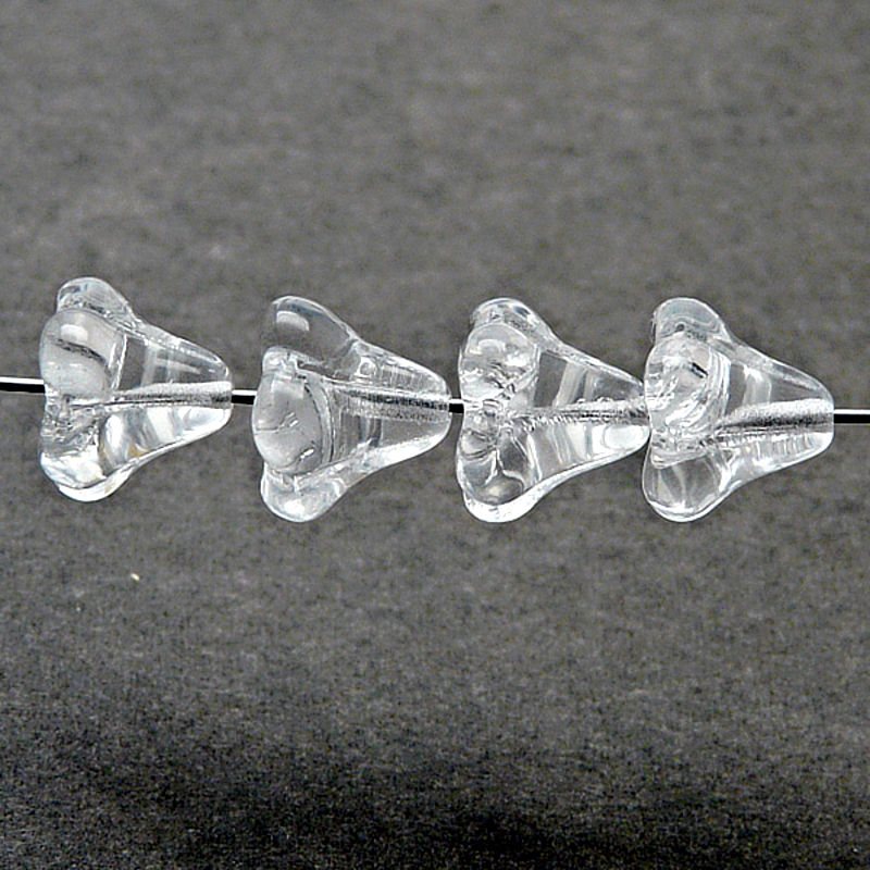 10ks České skleněné mačkané korálky zvonečky 11x13mm čirá