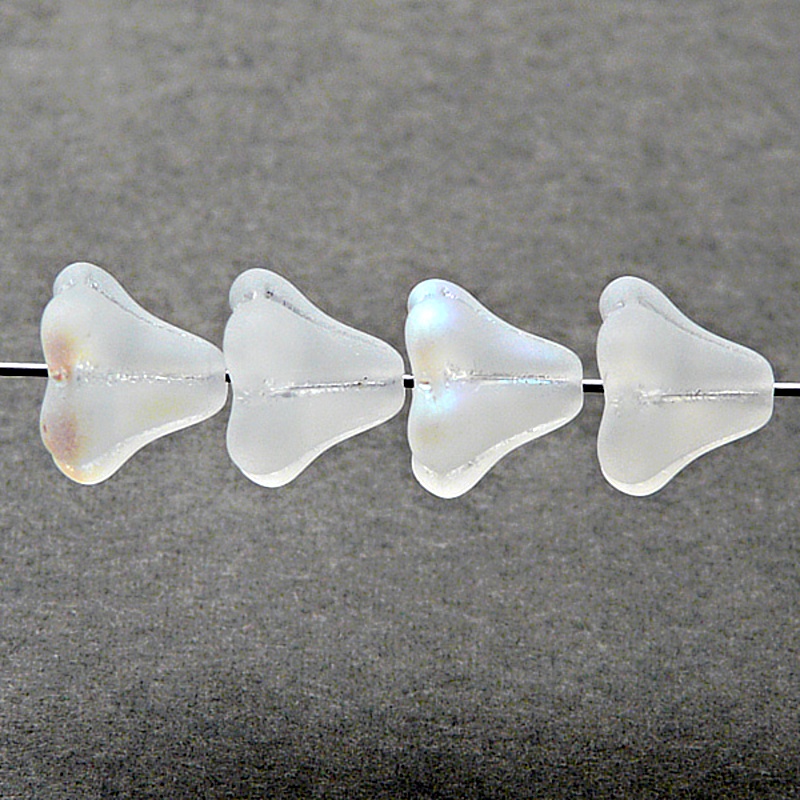 10ks České skleněné mačkané korálky zvonečky 11x13mm čirá/ AB polopokov mat