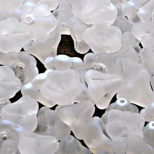 10ks České skleněné mačkané korálky zvonečky 11x13mm čirá/ AB polopokov mat