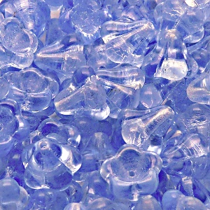 10ks České skleněné mačkané korálky zvonečky 11x13mm světlý safír