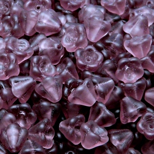 30ks České skleněné mačkané korálky zvonečky 6x8mm ametyst mat