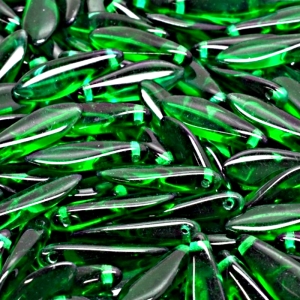 30ks České skleněné mačkané korálky jazýčky 5x16mm chrysolit