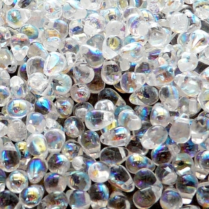 80ks České skleněné mačkané korálky kapky 4x6mm čirá/ AB polopokov