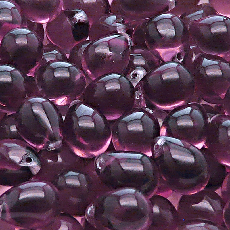 10ks České skleněné mačkané korálky kapky 10x14mm ametyst