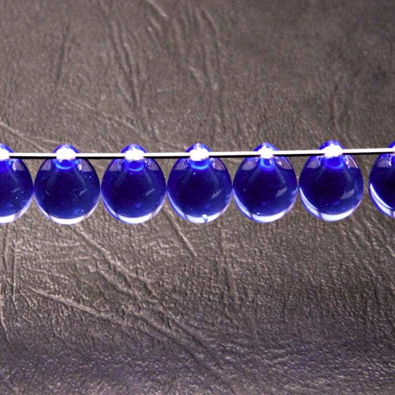 10ks České skleněné mačkané korálky kapky 10x14mm safír