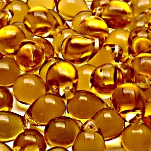 10ks České skleněné mačkané korálky kapky 10x14mm topas