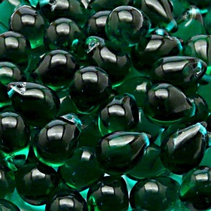 10ks České skleněné mačkané korálky kapky 10x14mm emerald