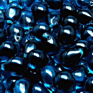 10ks České skleněné mačkané korálky kapky 10x14mm tmavá akva