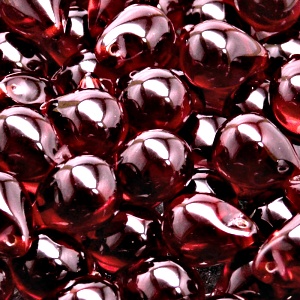 10ks České skleněné mačkané korálky kapky 10x14mm granát