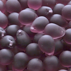 10ks České skleněné mačkané korálky kapky 10x14mm ametyst mat