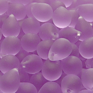 10ks České skleněné mačkané korálky kapky 10x14mm růžový alexandrit mat