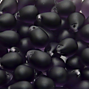 10ks České skleněné mačkané korálky kapky 10x14mm tanzanit mat