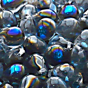 10ks České skleněné mačkané korálky kapky 10x14mm světlý safír/ azuro polopokov