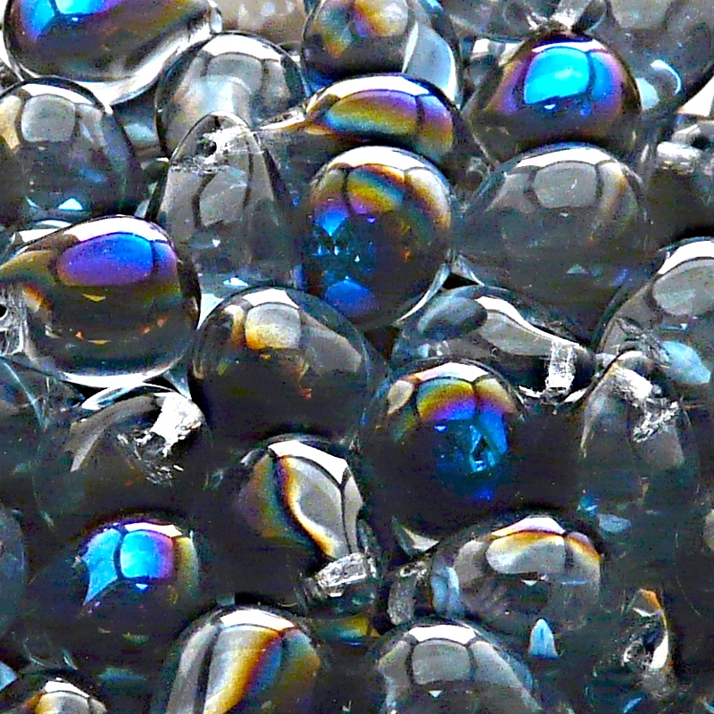10ks České skleněné mačkané korálky kapky 10x14mm světlý safír/ azuro polopokov
