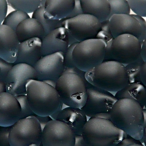 10ks České skleněné mačkané korálky kapky 10x14mm montán safír mat