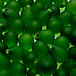 10ks České skleněné mačkané korálky kapky 10x14mm chrysolit mat