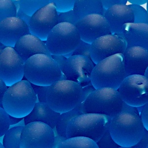 10ks České skleněné mačkané korálky kapky 10x14mm akva mat