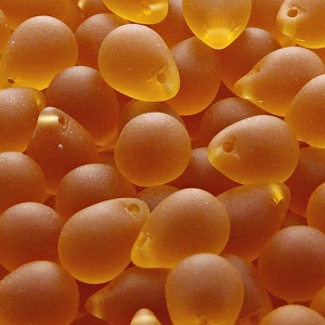 10ks České skleněné mačkané korálky kapky 10x14mm topas mat