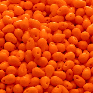 50ks České skleněné mačkané korálky kapky 4x6mm sytá oranžová