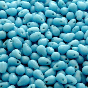 50ks České skleněné mačkané korálky kapky 4x6mm modrý tyrkys