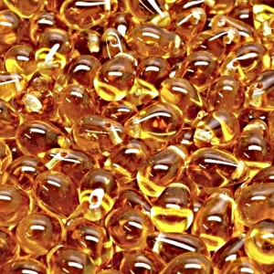 30ks České skleněné mačkané korálky kapky 6x9mm topas