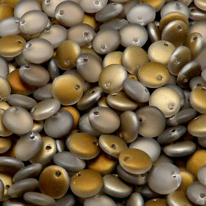 50ks České skleněné mačkané korálky čočka 6mm čirá/ valentinit polopokov mat